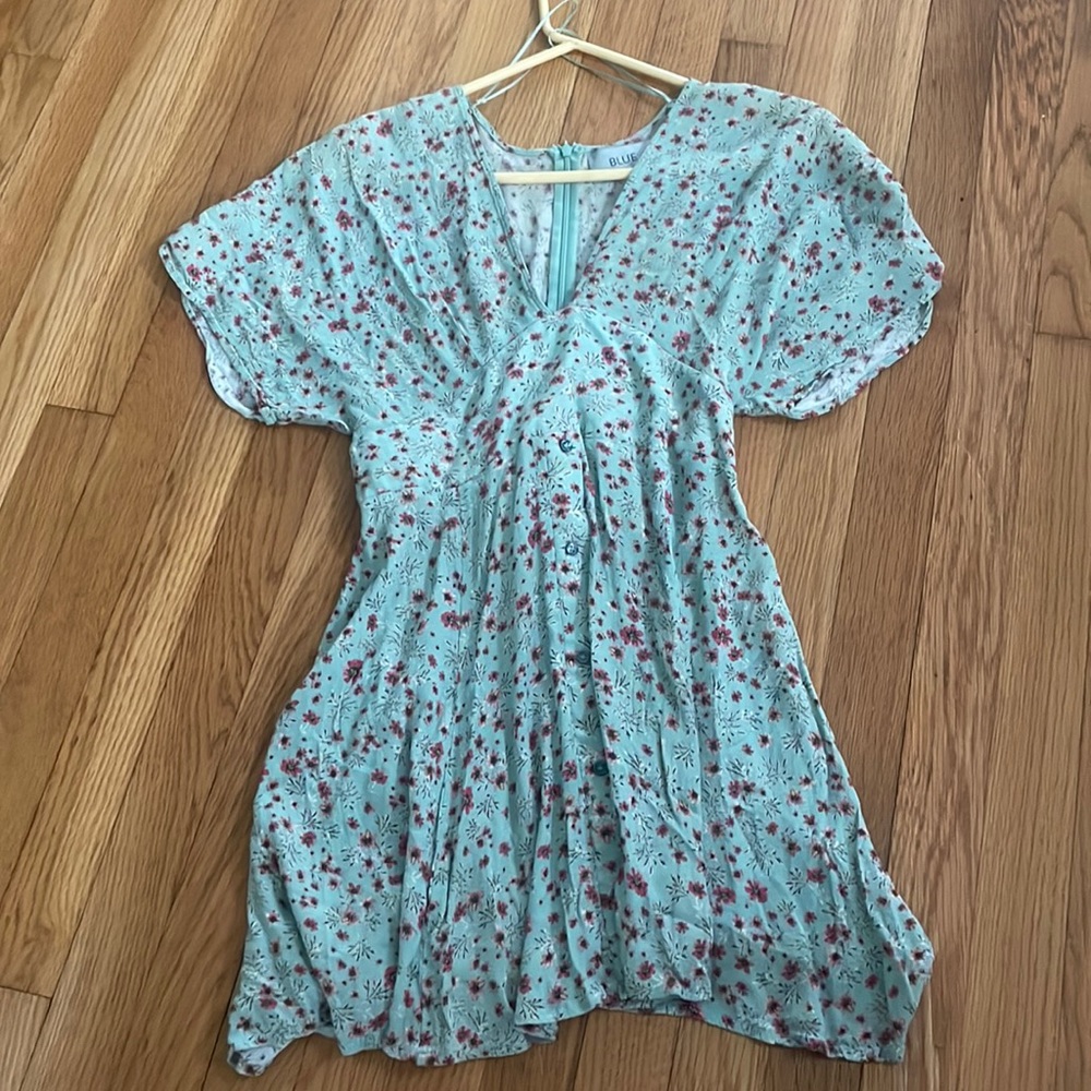 Blue life blue and pink floral hill house map mini dress - Picture 2 of 4